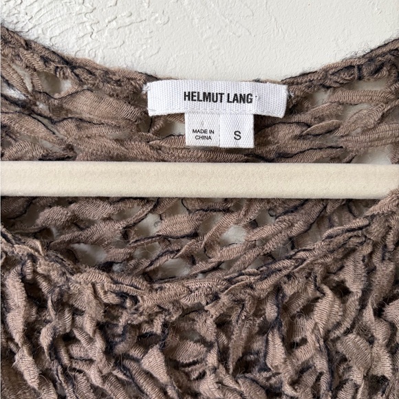 Helmut Lang Brown Asymmetrical Open Knit Alpaca Blend Sweater Size Small - Picture 8 of 12